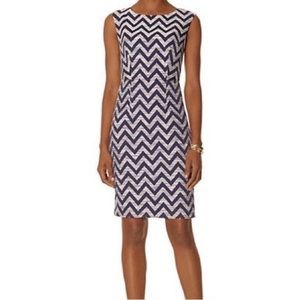 The Limited blue white Chevron dress Petite 0
